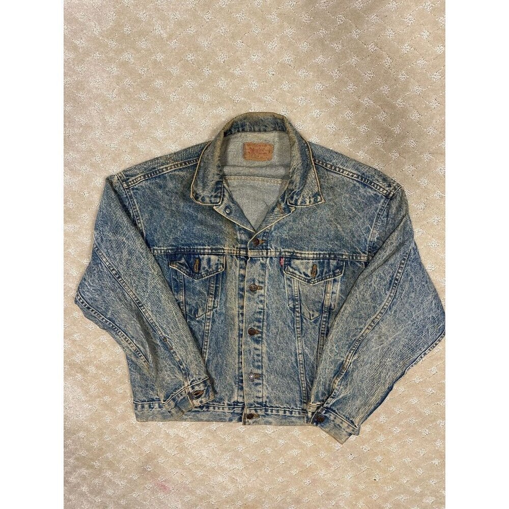 Vintage Levi's Denim Jacket Men's L Acid Wash Made in USA 70507 Trucker 80s